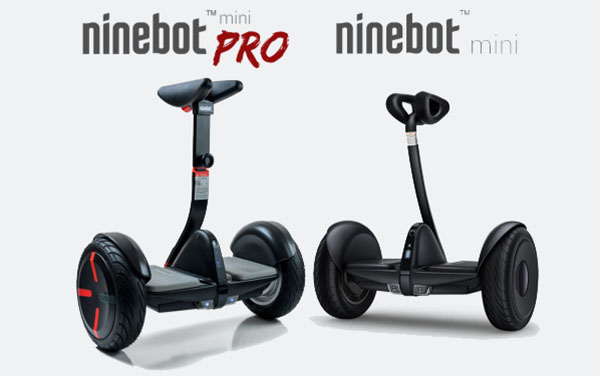 Два сигвея ninebot mini и ninebot mini pro стоят рядом